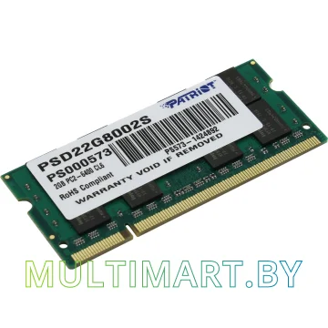 Оперативная память Patriot 2GB DDR2 SODIMM PC2-6400 (PSD22G8002S)